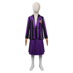 Kids Girls Wednesday Addams Wednesday Cosplay Costume Purple School Uniform Skirt Outfits Halloween Carnival Party Suit