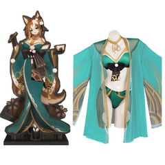 Genshin Impact Hina Goro Bikini Swimsuit Cosplay Costume Sexy Swimwear Cloak Outfits Halloween Carnival Suit