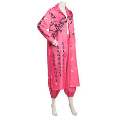 Japanese Bosozoku Kimono Cosplay Costume Pink Coat Pants Outfits Halloween Carnival Suit