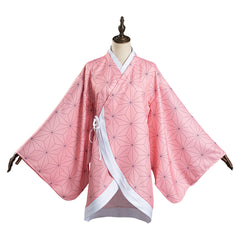 Anime Nezuko Pink Kimono Coat Cosplay Costume Halloween Suit