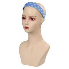 Movie Barbie 2023 Margot Robbie Barbie Blue Polka-Dot Headscarf Cosplay Headband Accessoreis Halloween Carnival Props 