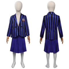 Kid Girls TV Enid Cosplay Costume Blue School Uniform Skirt Outfits Halloween Carnival Party Suit