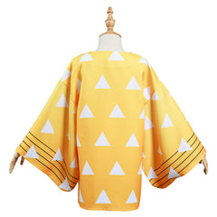 Kids Children Agatsuma Zenitsu Yellow Kimono Coat Cosplay Costume