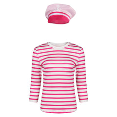 2023 Barbie Movie Margot Robbie Barbie Striped Tops Cosplay Costume Outfits Halloween Carnival Suit