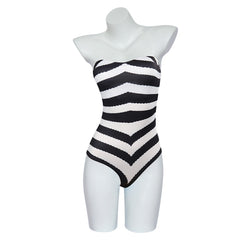 Kids Girls Movie Barbie 2023 Margot Robbie Barbie Black And White Swimsuit Outfits Cosplay Costume Halloween Carnival Suit