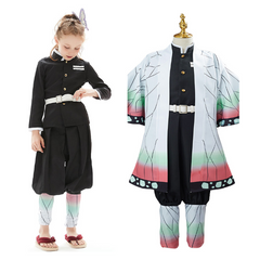 Kids Girls Anime Kochou Shinobu Set Outfit Cosplay Costume Halloween Carnival Suit