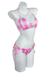 Movie Barbie 2023 Margot Robbie Barbie Pink Plaid ​Swimsuit Bikini Outfits Cosplay Costume Halloween Carnival Suit
