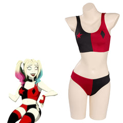 TV Harley Quinn Swimsuit Cosplay Costume Two-Piece Swimwear Outfits Halloween Carnival Suit