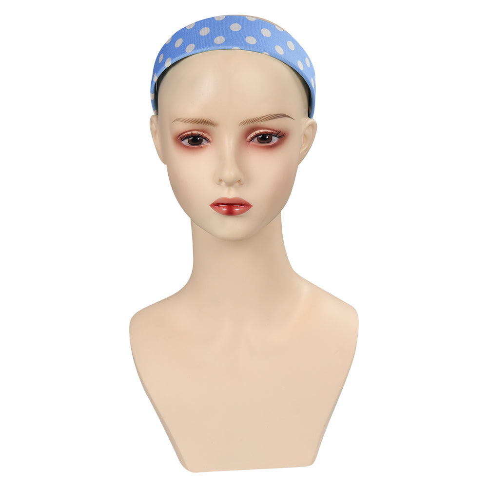 Movie Barbie 2023 Margot Robbie Barbie Blue Polka-Dot Headscarf Cosplay Headband Accessoreis Halloween Carnival Props 