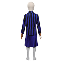 Kid Girls Wednesday Addams Wednesday Cosplay Costume Blue School Uniform Skirt Outfits Halloween Carnival Party Suit