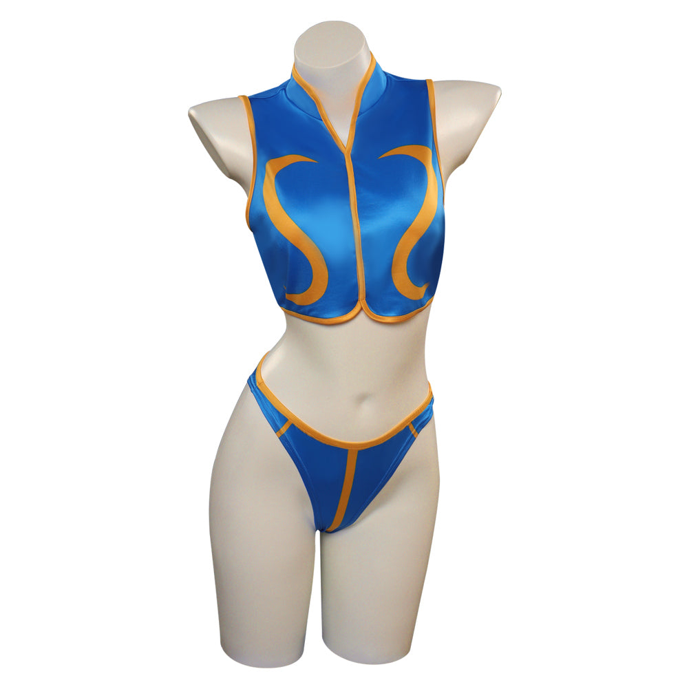 Street Fighter Chun-Li Swimsuit Top Shorts Cosplay Costume Outfits Halloween Carnival Party Suit 