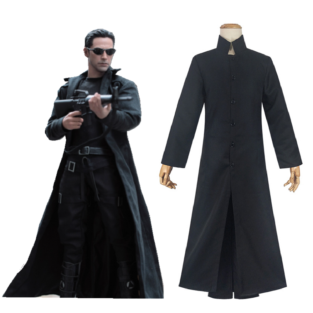 Movie The Matrix Neo Black Uniform Outfits Cosplay Costume Halloween C ...
