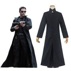 Movie The Matrix Neo Black Uniform Outfits Cosplay Costume Halloween Carnival Suit