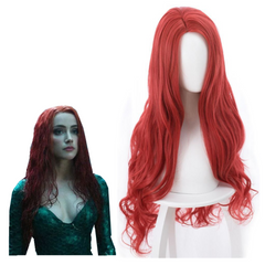 2018 Movie Aquaman Mera Cosplay Wig Red 85CM Halloween Carnival Props