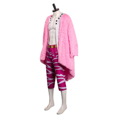 Anime One Piece Donquixote Doflamingo Outfits Pink Set Cosplay Costume Halloween Carnival Suit