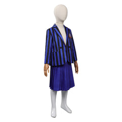 Kid Girls Wednesday Addams Wednesday Cosplay Costume Blue School Uniform Skirt Outfits Halloween Carnival Party Suit