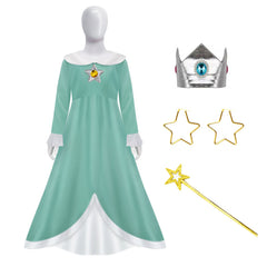 The Super Mario Bros Princess Peach Outfits Cosplay Costume Green Lolita Dress Halloween Carnival Suit
