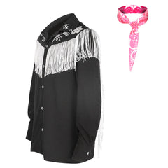 Movie Barbie 2023 Ken Western Cowboy Black Denim Tassel Shirt Outfits Cosplay Costume Halloween Carnival Suit