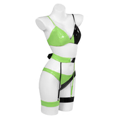 TV Kim possible Shego Outfits Green Sexy Lingerie Set Cosplay Costume Halloween Carnival Suit