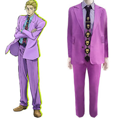 Anime Kira Yoshikage Purple Cosplay Costume Outfits Halloween Carnival Suit