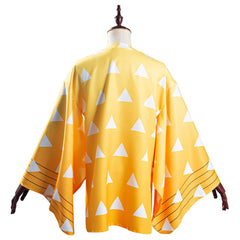 Anime Zenitsu Yellow Kimono Coat Cosplay Costume Halloween Suit