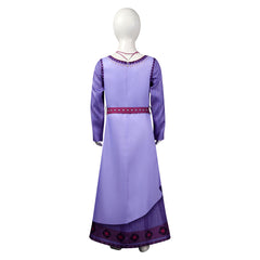 Kids Girls Movie Wish 2023 Asha Outfits ​Cosplay Costume Purple Dress Halloween Carnival Suit