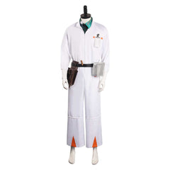Movie Back To The Future Doc Brown Lab Coat Jumpsuit O​utfits Cosplay Costume Suit