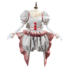 Movie Pennywise Cosplay Costume Horror Pennywise The Clown Costume Outfit for Women Girls Halloween Carnival
