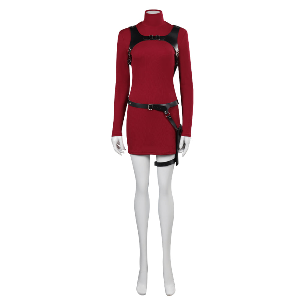 fitted lace wedding dress Resident Evil 4 Remake Ada Wong Red Dress Outfits Cosplay Costume Hall –  Coshduk