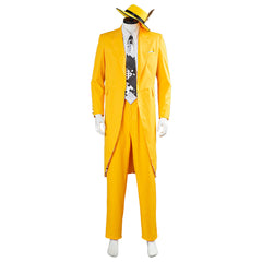 The Mask Jim Carrey Yellow Suit Men Uniform Outfit Cosplay Costume Halloween Carnival Costume