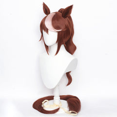 Tokai Teio Wig With Ears Tail Cosplay Accessories Heat Resistant Synthetic Hair Halloween Props