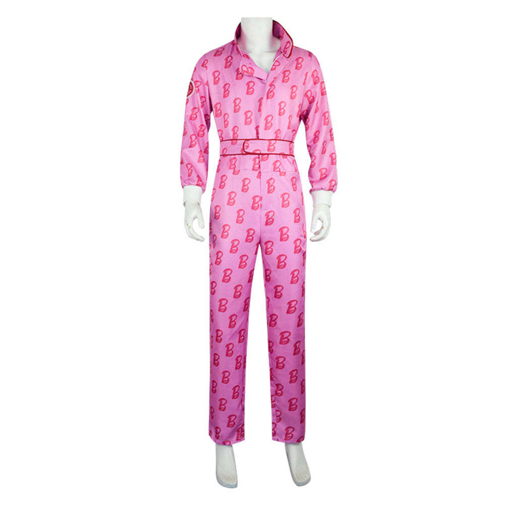 Movie Barbie 2023 Ken Pink Jumpsuit Outfits Cosplay Costume Halloween Carnival Suit