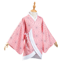 Kids Children Anime Nezuko Pink Coat Cosplay Costume Halloween Suit