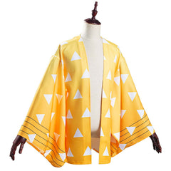 Zenitsu Yellow Kimono Coat Cosplay Costume Halloween Suit