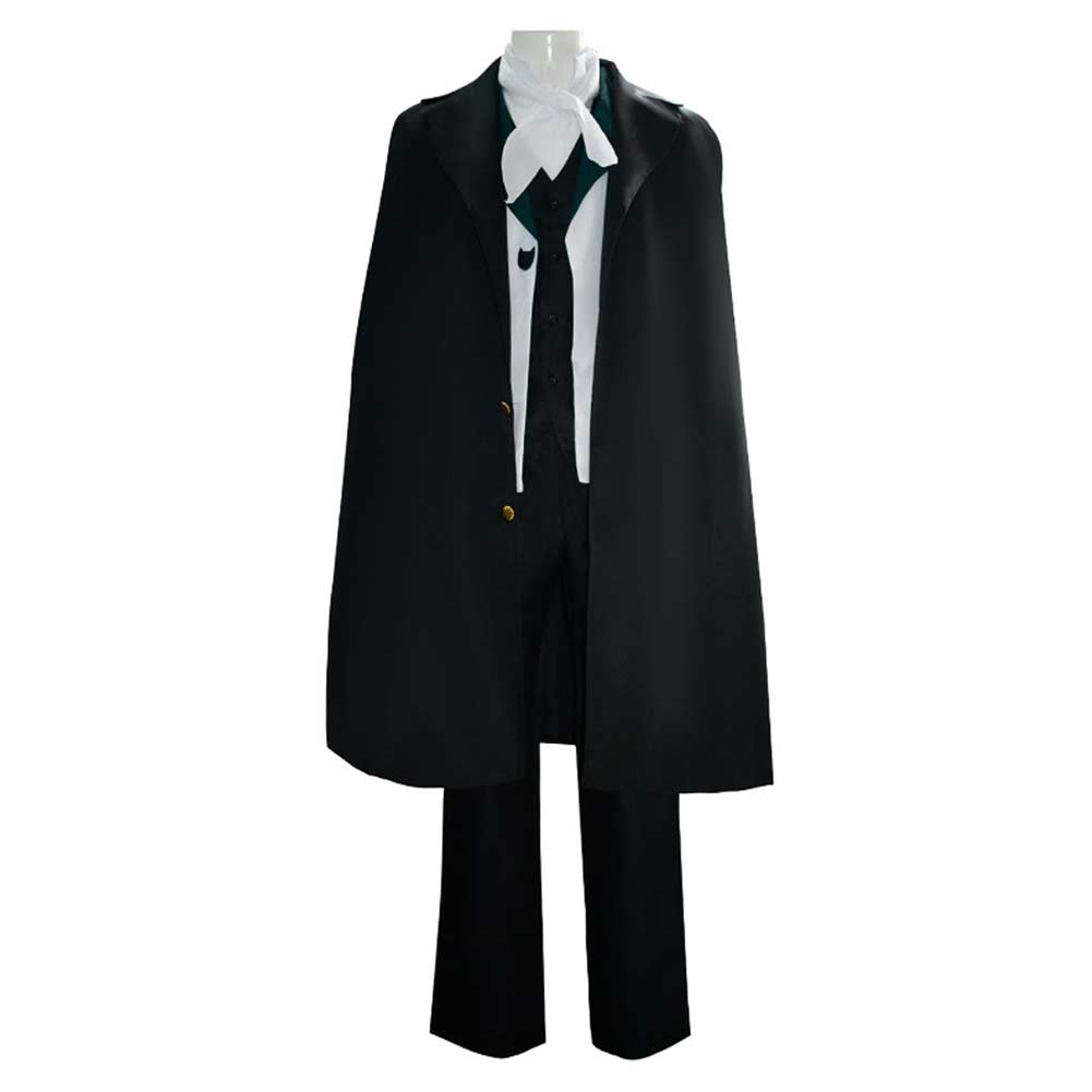 Anime Edgar Allan Poe Black Uniform Set Outfits Cosplay Costume Suit