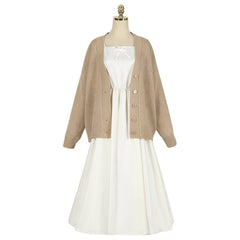 Anime Frieren:Beyond Journey's End Frieren White Dress Sweater Set Outfits Cosplay Costume Halloween Carnival Suit