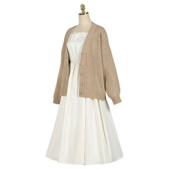 Anime Frieren:Beyond Journey's End Frieren White Dress Sweater Set Outfits Cosplay Costume Halloween Carnival Suit