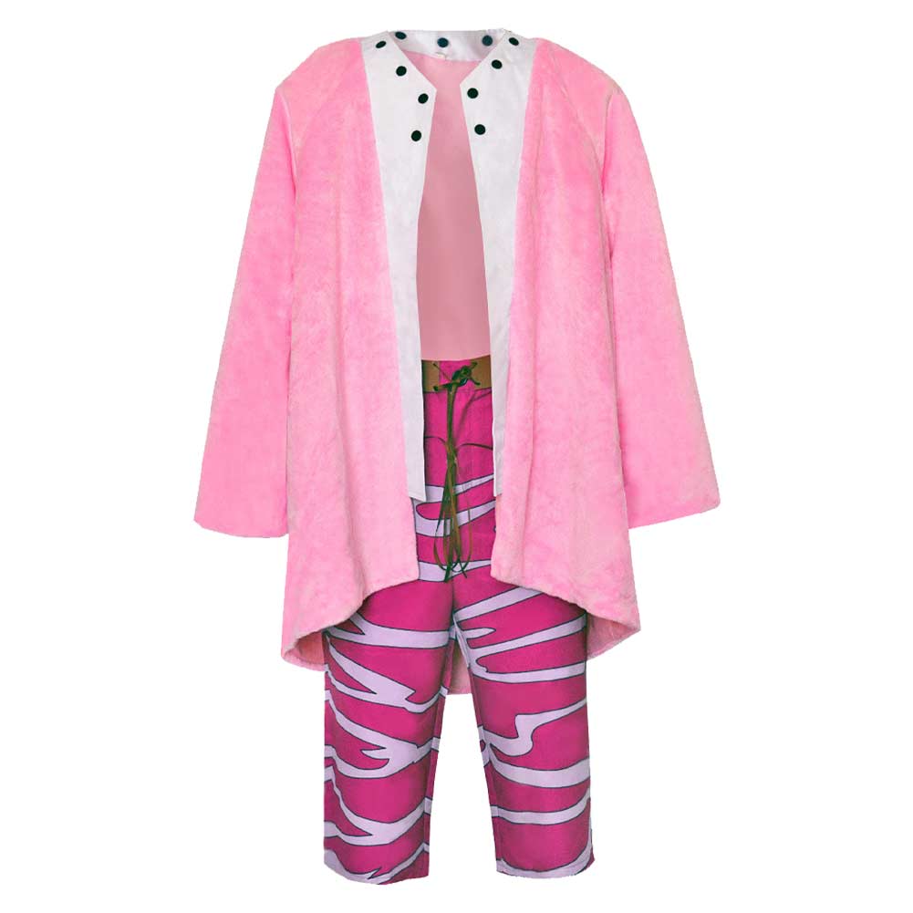 Anime One Piece Donquixote Doflamingo Pink Coat Set Outfits Cosplay Costume Halloween Carnival Suit