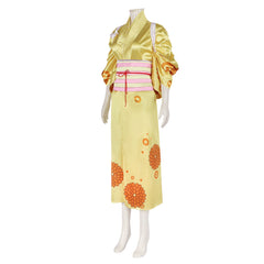 Anime One Piece Kikunojo Yellow Kimono Dress Cosplay Costume Outfits Halloween Carnival Suit