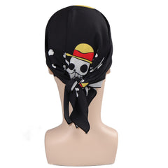 Anime One piece Luffy Black Skull Scarf Hat Cosplay Accessories Halloween Carnival Props