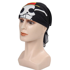 Anime One piece Luffy Black Skull Scarf Hat Cosplay Accessories Halloween Carnival Props