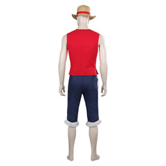 Anime One Piece Luffy Red Set Outfits Cosplay Costume Halloween Carnival Suit