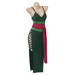 Anime One Piece Roronoa Zoro​ Gender Switching ​Green Dress Outfit  Cosplay Costume Halloween Carnival Suit