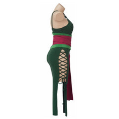 Anime One Piece Roronoa Zoro​ Gender Switching ​Green Dress Outfit  Cosplay Costume Halloween Carnival Suit