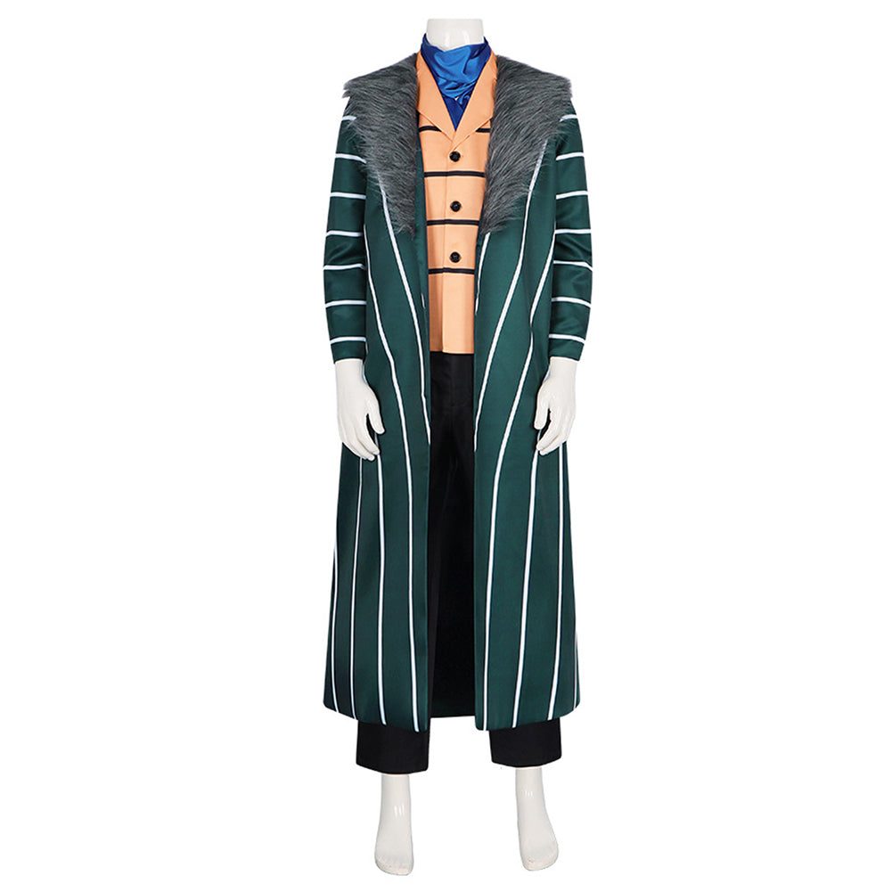 Anime One Piece Sir Crocodile Green Coat Set Outfits Cosplay Costume Halloween Carnival Suit