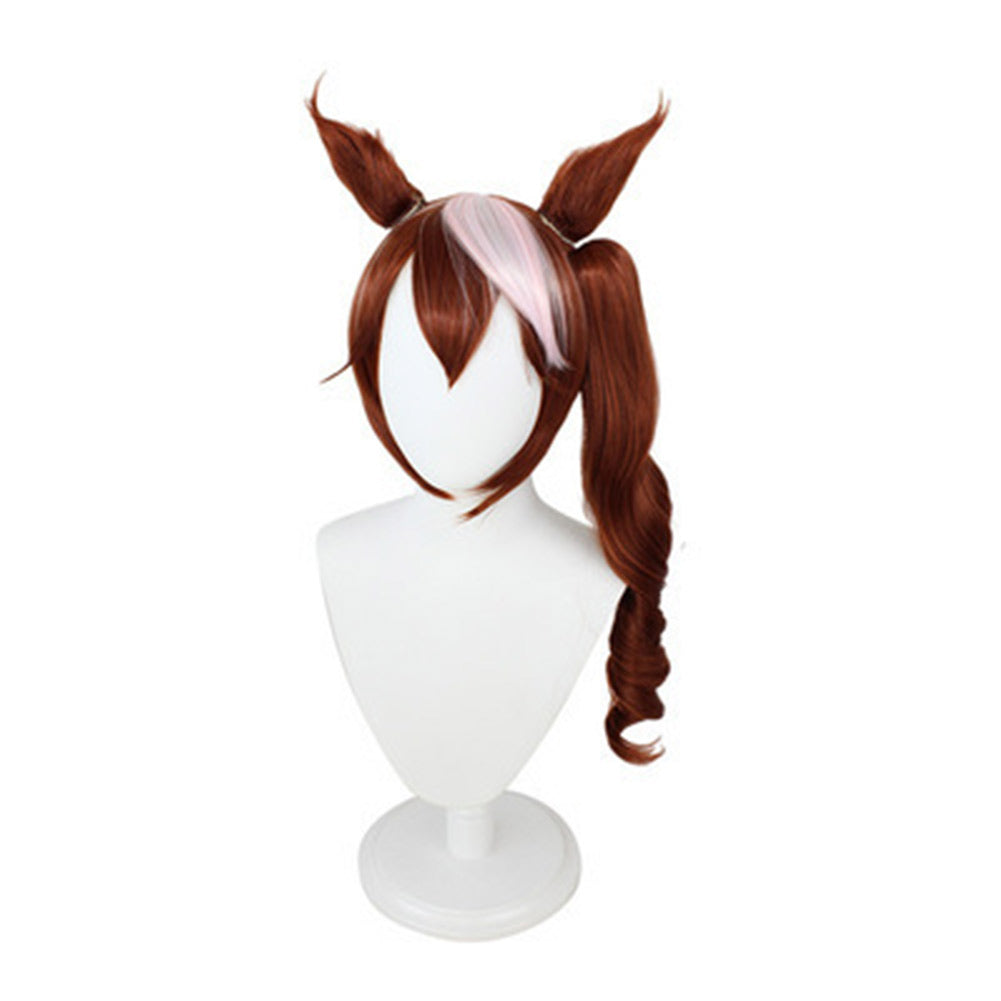 Anime Tokai Teio Brown Wig Cosplay Accessories Halloween Carnival Props