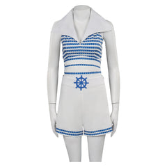 Movie Barbie 2023 Blue Striped Beach Set Outfits Cosplay Costume Suit