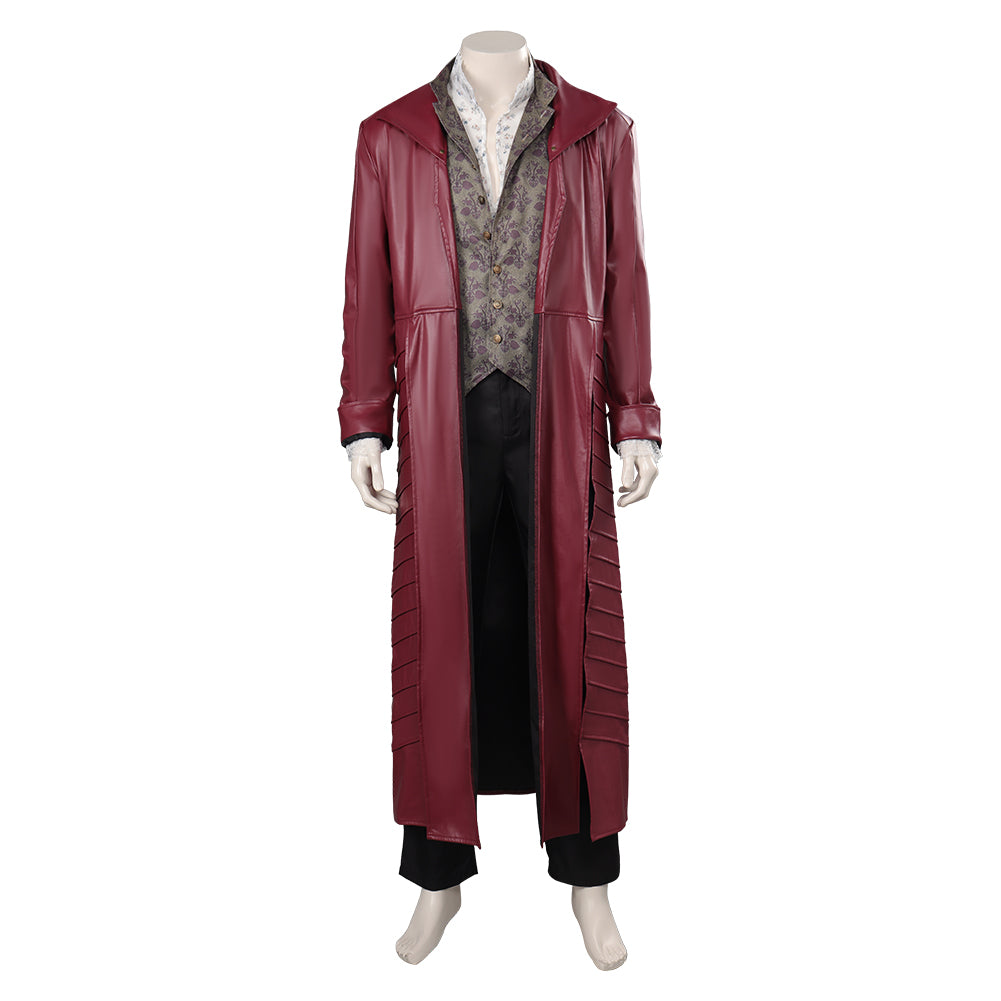 TV The Witcher Dandelion Red Leather Coat Outfits Cosplay Costume Halloween Carnival Suit 