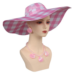 Barbie 2023 Margot Robbie Barbie Ear Pendants Sunscreen Cap Necklace Cosplay Hat Earings Halloween Carnival Costume Accessories Gifts