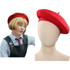 Adult Roald Dahl’s Matilda the Musical -Hortensia Cosplay Red Hat Cap Costume Accessories Outfits Halloween Carnival Party Prop